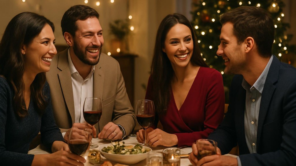 Gruppo di adulti in contesto sociale per Capodanno